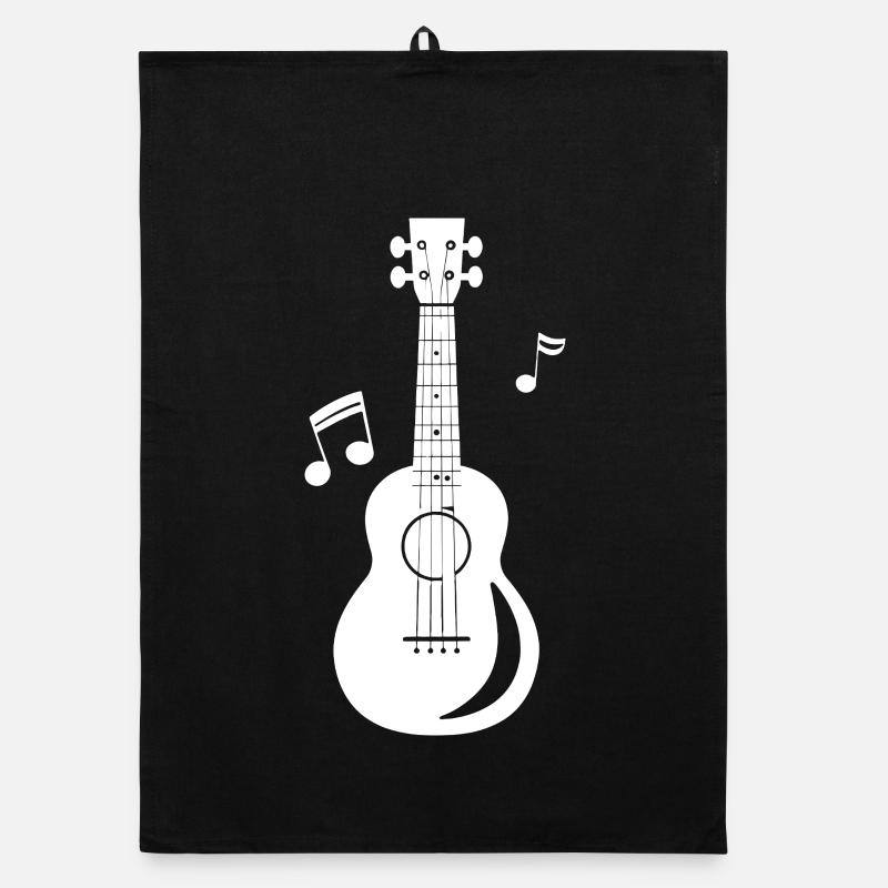 Ukulele Grafik - Organic Geschirrtuch - Schwarz