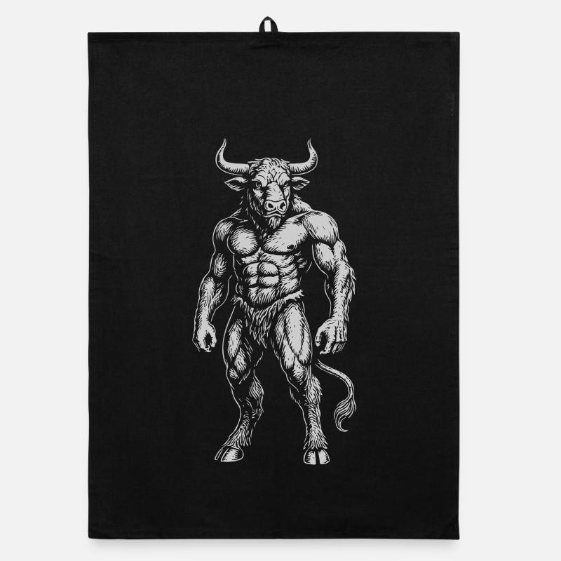 Mythische Minotaurus-Tinte Illustration Organic Geschirrtuch