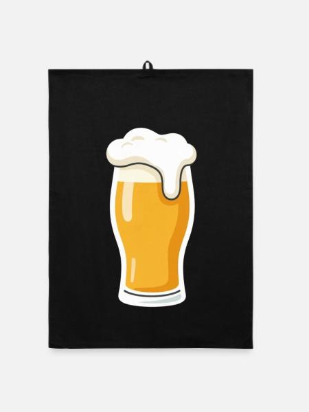 Bier Bierglas Vatertag Geschenk Vater Papa - Organic Geschirrtuch - Schwarz - Vorne