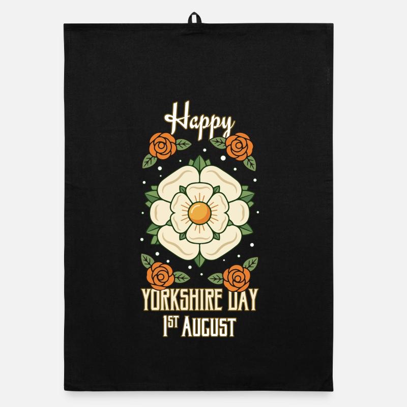 Joyeuse Journée du Yorkshire 1er août Symbole du Yorkshire Torchon bio