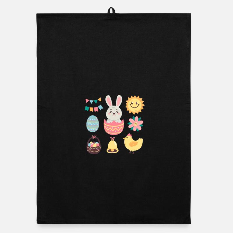 Lapin pastel et œufs décoratifs Torchon bio