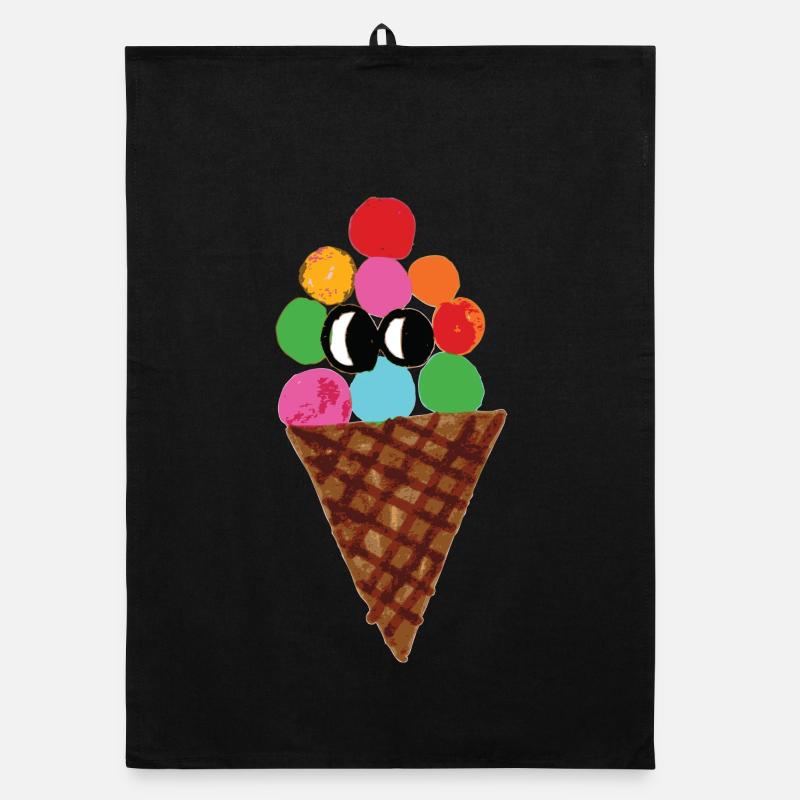 Bunte Eistüte Pop Art - Organic dish towel - black