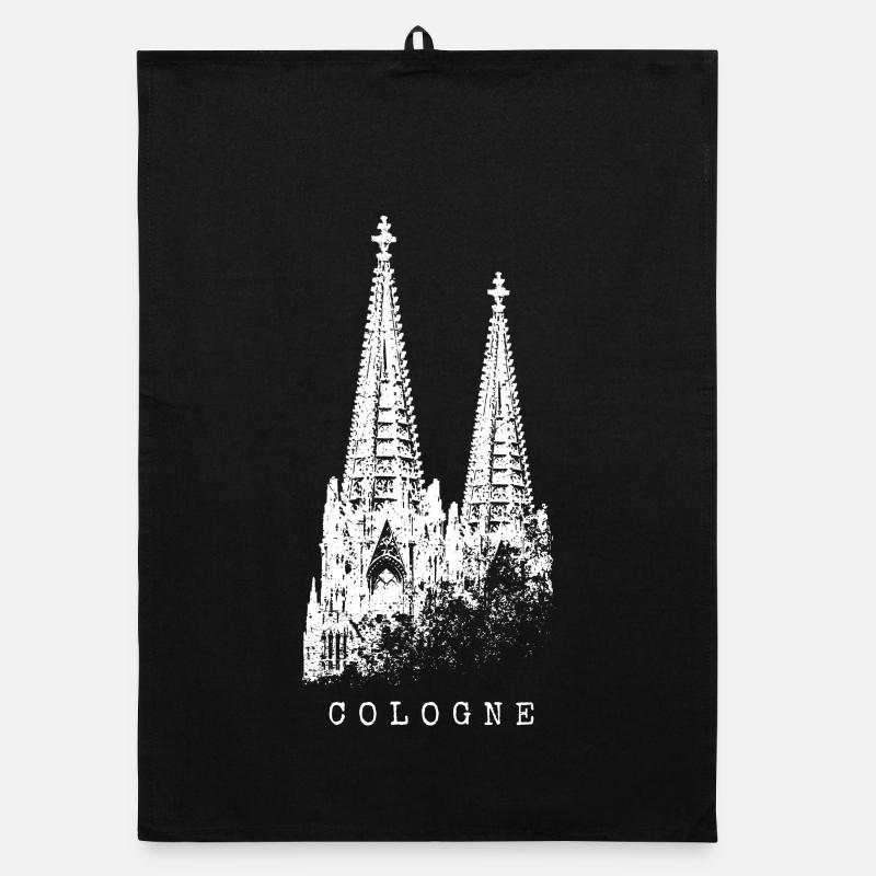 Kölner Dom Cologne Vintage Silhouette Köln Skyline - Organic Geschirrtuch - Schwarz
