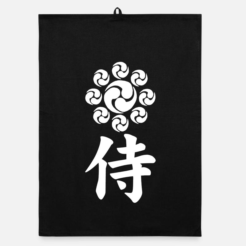 Emblème samouraï du clan Uesugi (blanc) Torchon bio