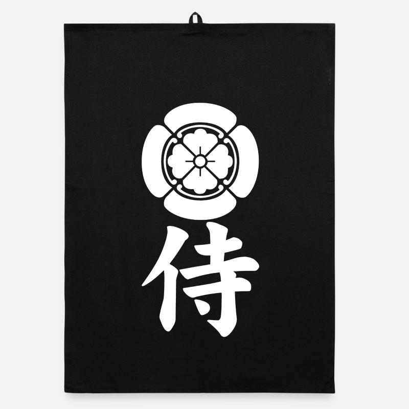 Emblème samouraï du clan Oda (blanc) Torchon bio
