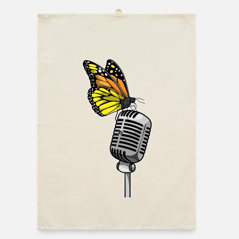 Butterfly Singer Microphone Singing Organic dish towel