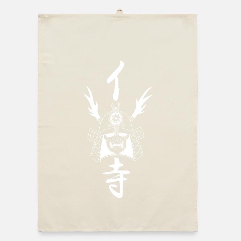 Casque de samouraï manga (blanc) Torchon bio