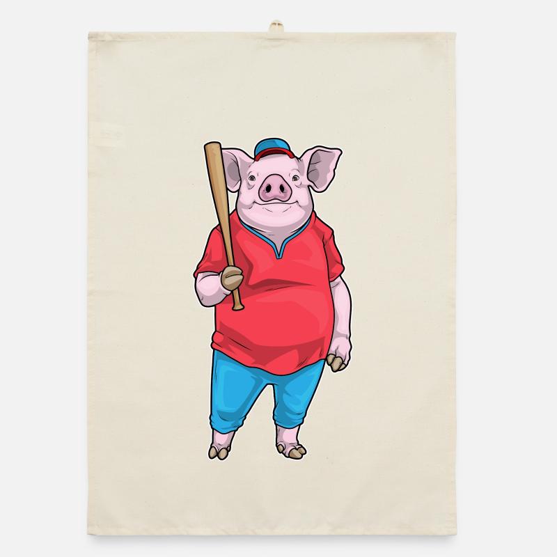 Pig Baseball Baseball Bat Organic dish towel