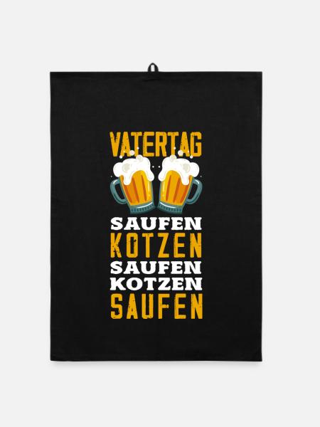 Lustiges Vatertag Geschenk Papa Bier - Organic Geschirrtuch - Schwarz - Vorne