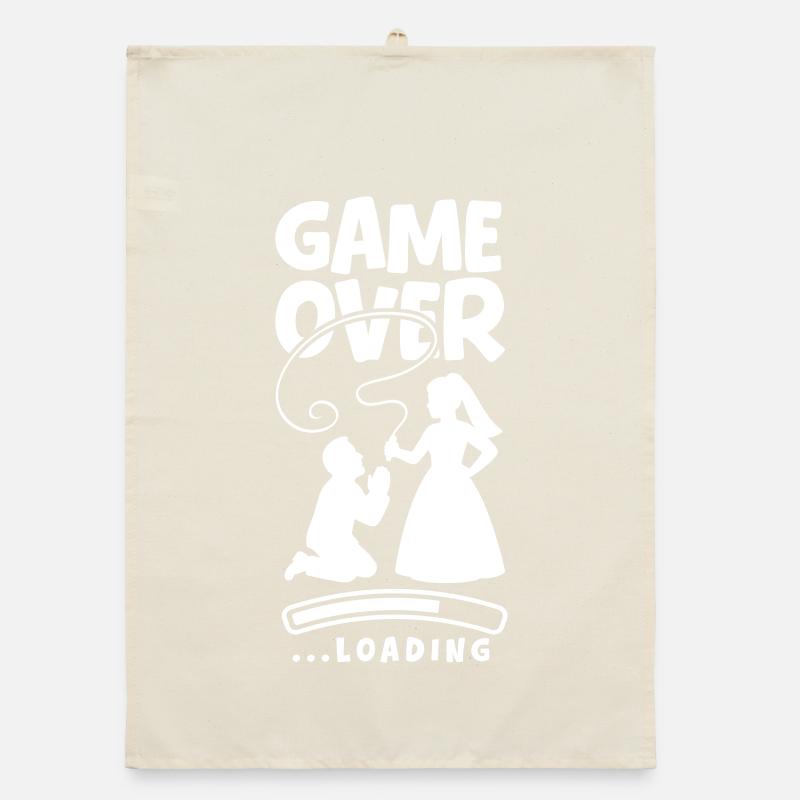 Game Over Hochzeit Ehepaar Organic Geschirrtuch