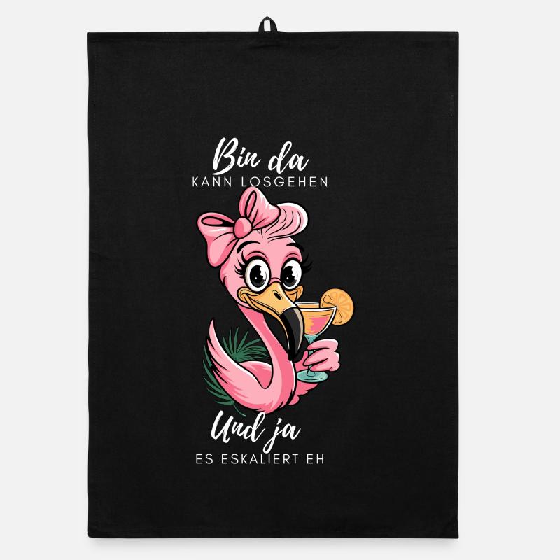Lustiger Flamingo mit Spruch und Cocktail Organic Geschirrtuch