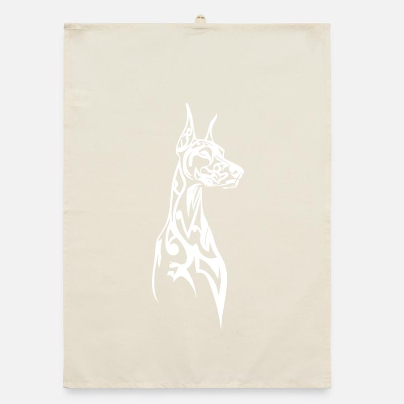 Linienkunst Dobermann Profil Organic Geschirrtuch