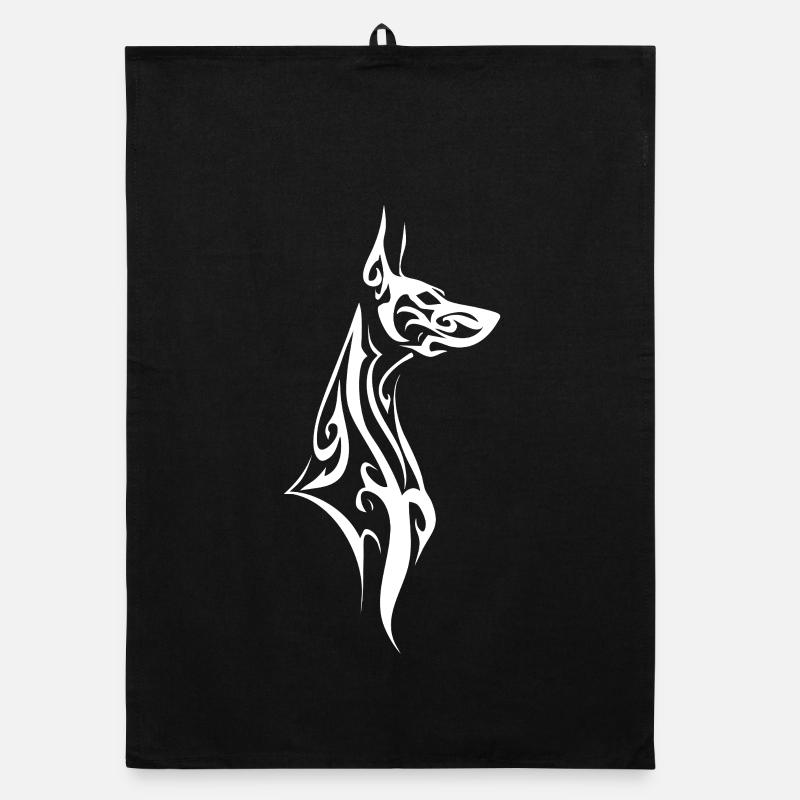 Tribal Dobermann Schwarz Weiß Organic Geschirrtuch