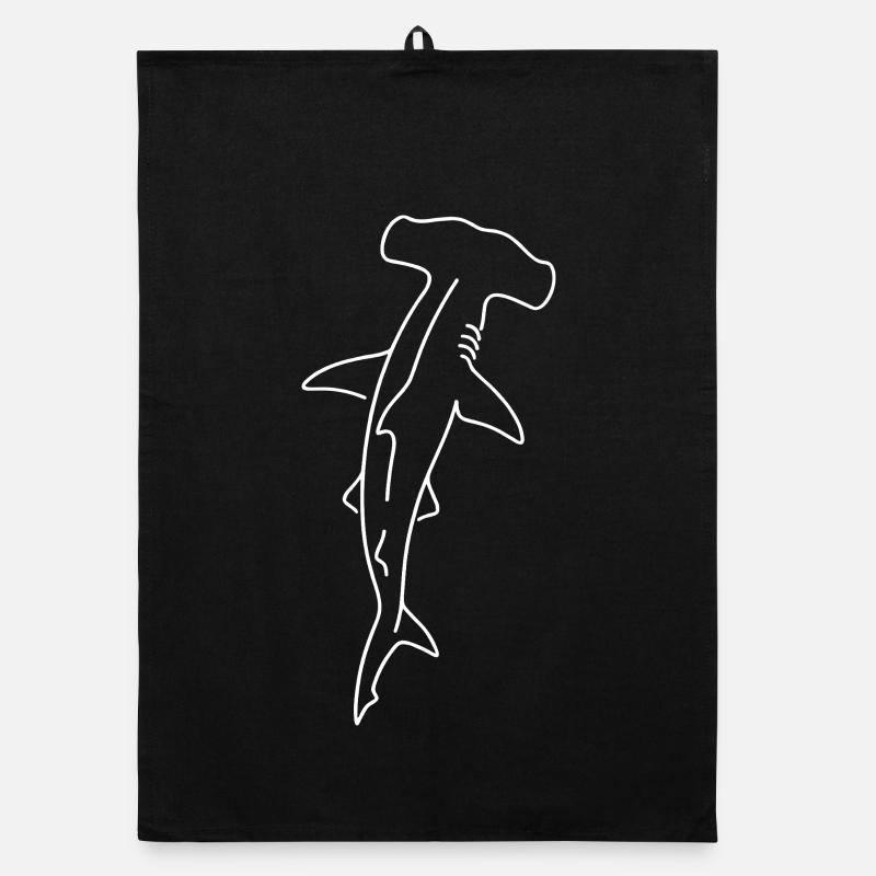 Hammerhead Shark Outline Line Drawing Organic dish towel