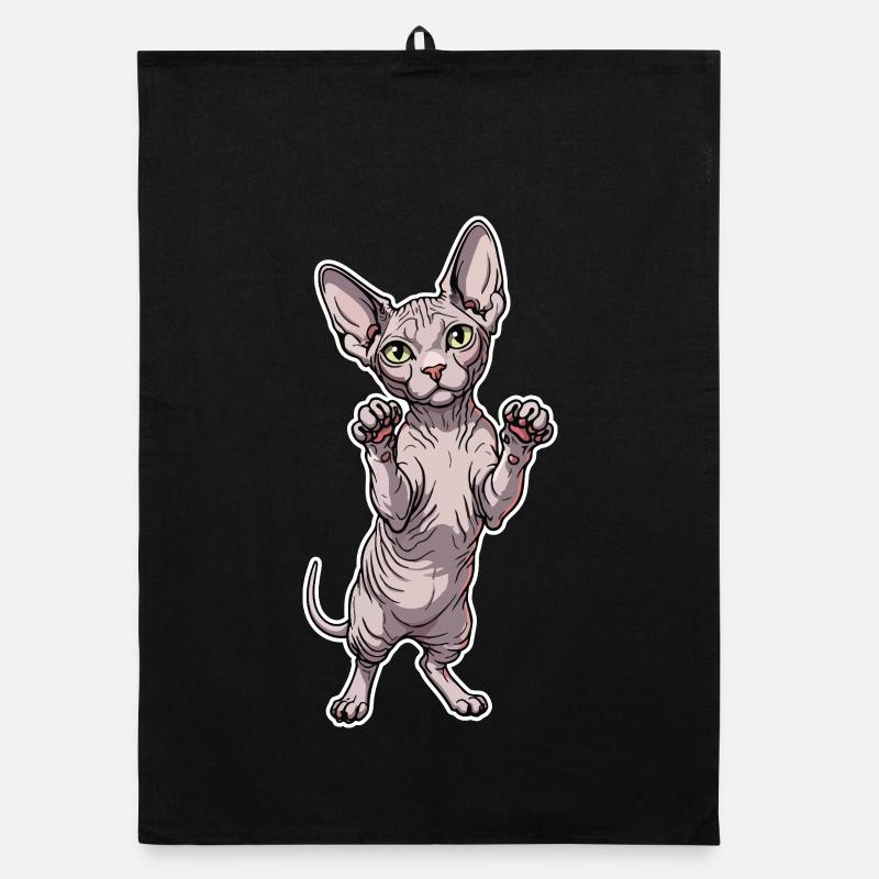 Chat Sphynx Mignon Posture Debout Portrait Torchon bio