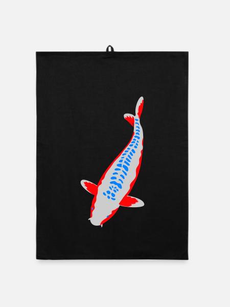 Koi - Nishikigoi - Organic Geschirrtuch - Schwarz - Vorne