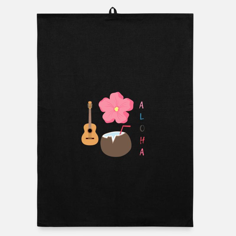 Hawaiian Harmony Designe - Organic Geschirrtuch - Schwarz