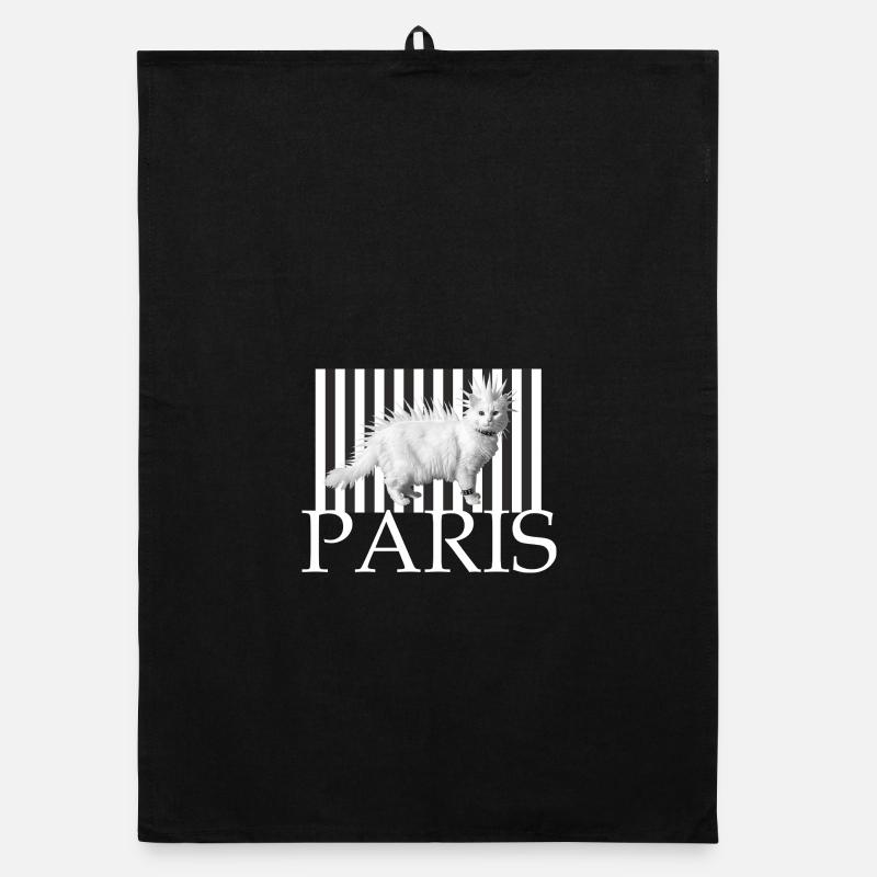 Paris Mohawk Punk Cat en rayures Torchon bio