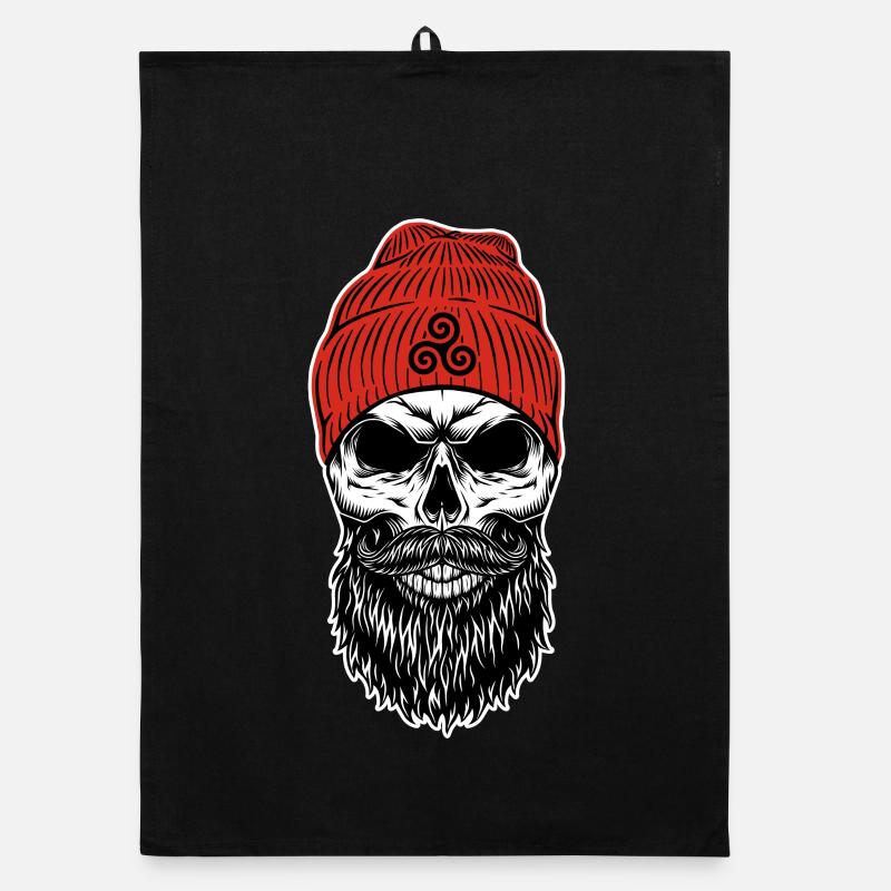 Bonnet Rouge Tête de mort avec Triskell Torchon bio
