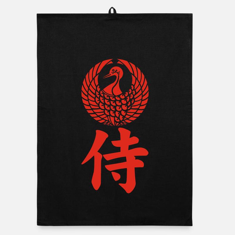 Emblème samouraï du clan Mori (rouge) Torchon bio