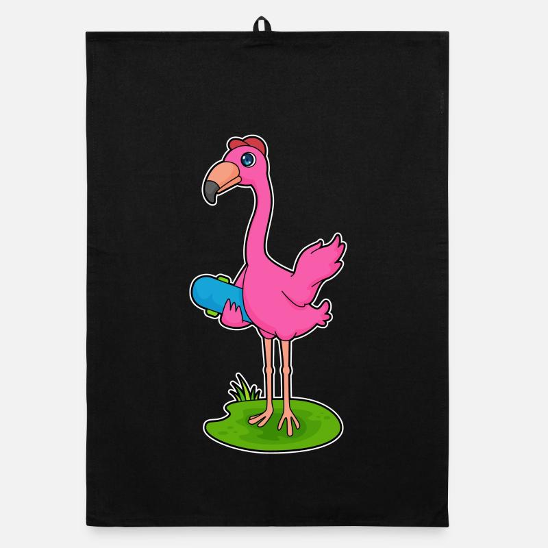 Flamingo Skater Skateboard Torchon bio