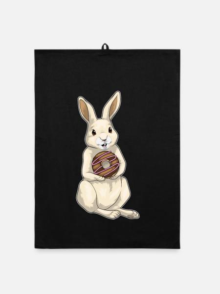 Bunny Donut - Organic dish towel - black - Front
