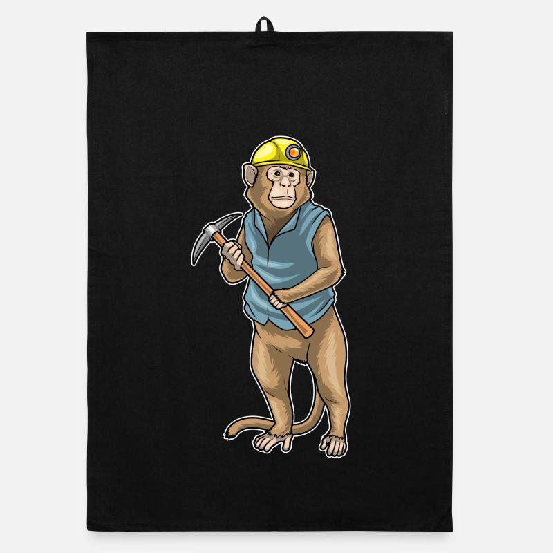 Monkey Miner Pioche Exploitation minière Torchon bio