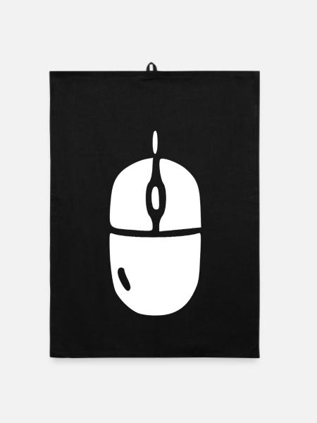 Computer Mouse Office Gift - Organic dish towel - black - Front