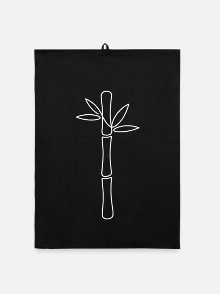 Minimalist bamboo line - Organic dish towel - black - Front