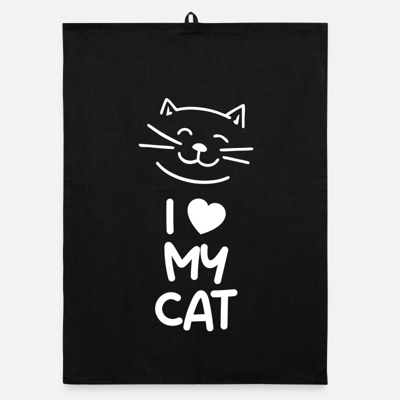 I love my cat (dark) Organic dish towel