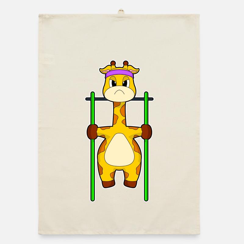 Giraffe Bodybuilder Pull-ups Bodybuilding Organic dish towel