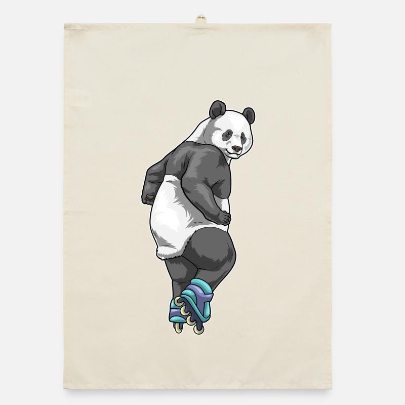 Panda Inline skating Inline skates Organic Geschirrtuch