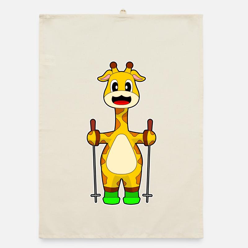 Giraffe Ski Skier Bâtons de ski Torchon bio