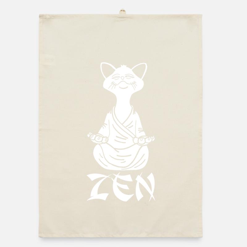 Gatto bianco zen Strofinaccio da cucina ecologico