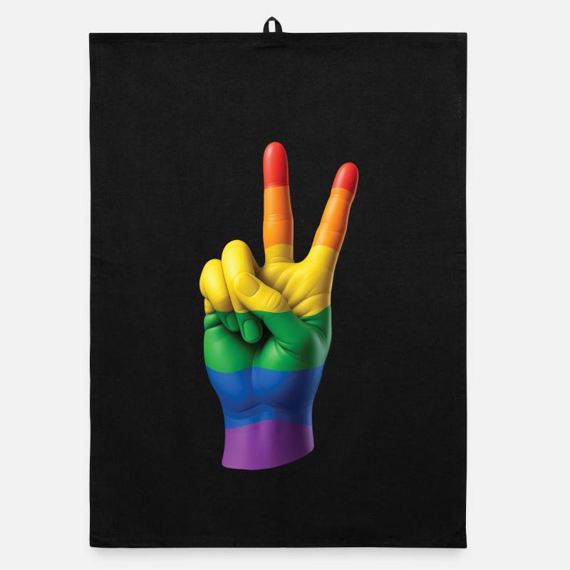 PRIDE PEACE HAND - peace & love Torchon bio