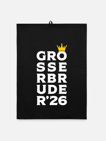 Großer Bruder 2026 Krone - Schwangerschaft Baby - Organic Geschirrtuch - Schwarz - Vorne