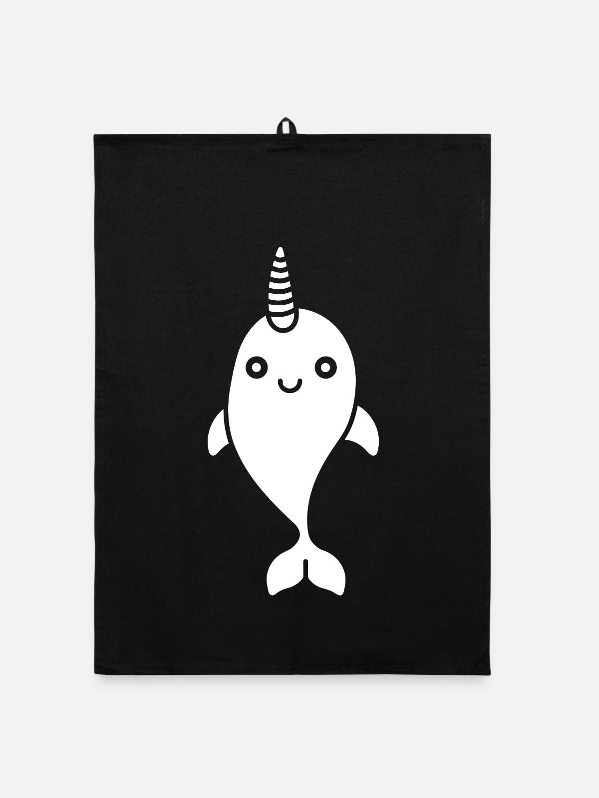 narwhal - Organic dish towel - black - Front