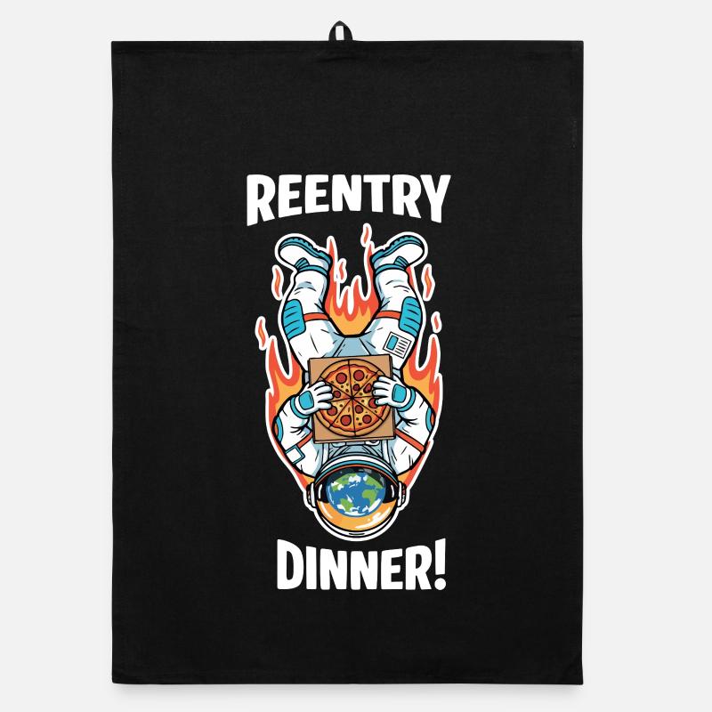 Astronaut Pizza Humor Space Reentry Organic dish towel
