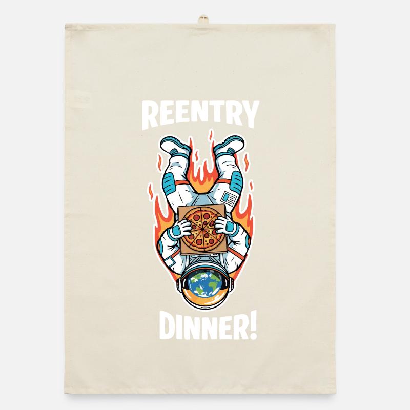 Astronaut Pizza Humor Space Reentry Organic dish towel