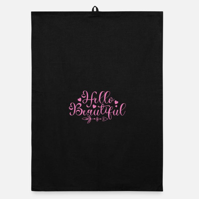 Hello Beautiful Script Hearts Organic dish towel