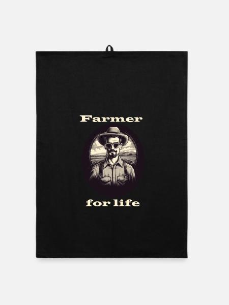 Farmer for life weiß - Organic Geschirrtuch - Schwarz - Vorne