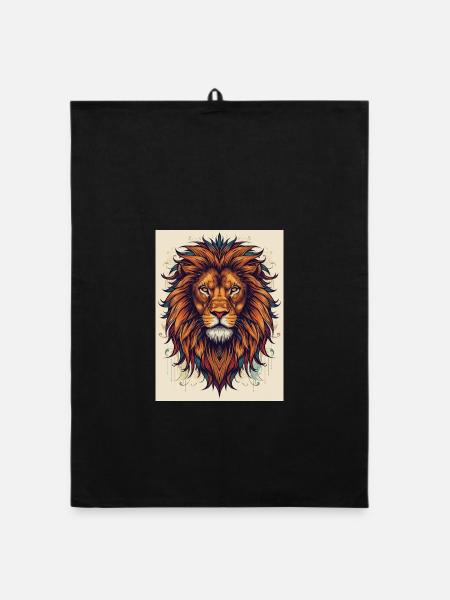 Portrait de lion dans la magie des couleurs - Torchon bio - noir - Devant
