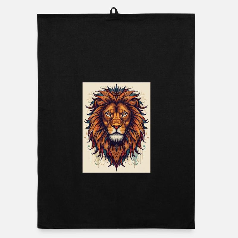 Portrait de lion dans la magie des couleurs Torchon bio