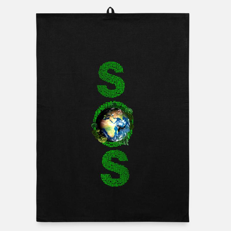 SOS Earth lettrage vert long Torchon bio