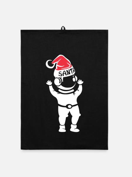 astronaut xmas santa claus Weihnachten Weltall - Organic Geschirrtuch - Schwarz - Vorne