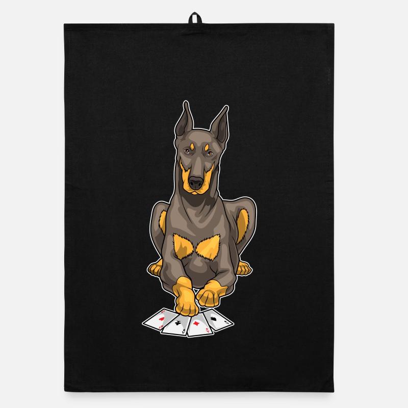 Dobermann Poker Pokerkarten Organic Geschirrtuch