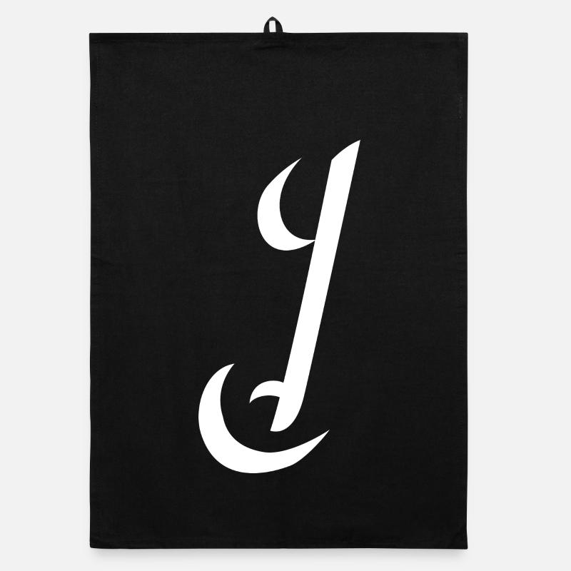 Letter J, Name, der Buchstabe J - Organic Geschirrtuch - Schwarz