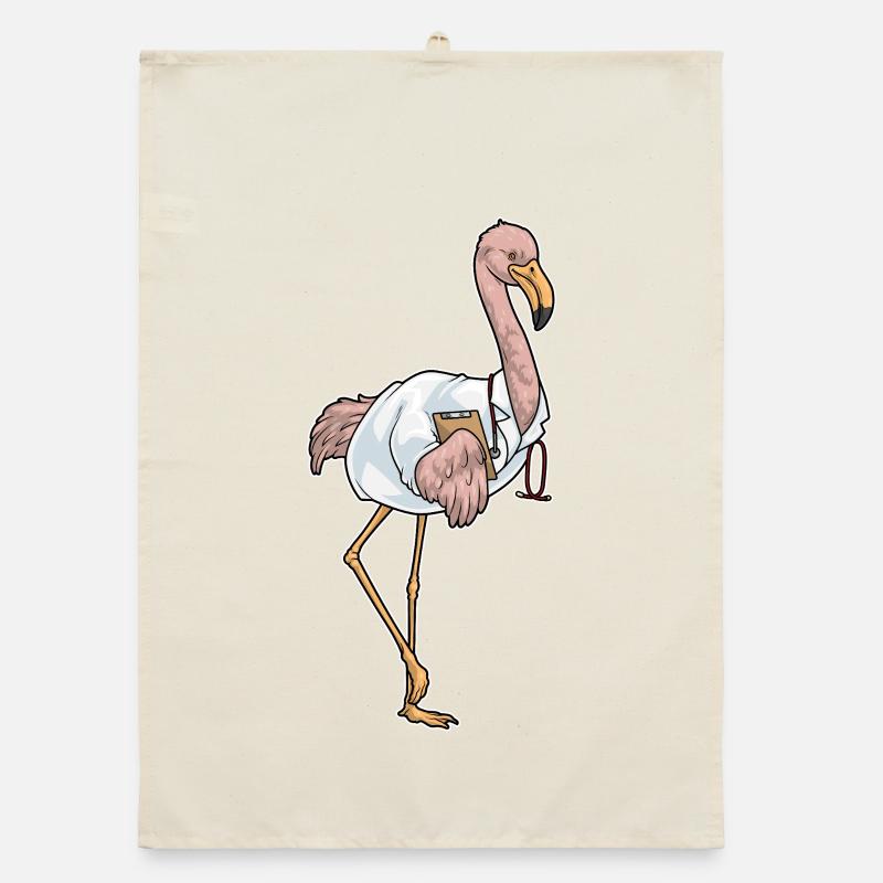 Flamingo Doctor Stethoscope Organic dish towel