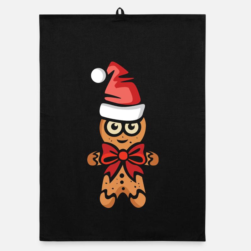 Gingerbread man with Christmas hat Organic dish towel
