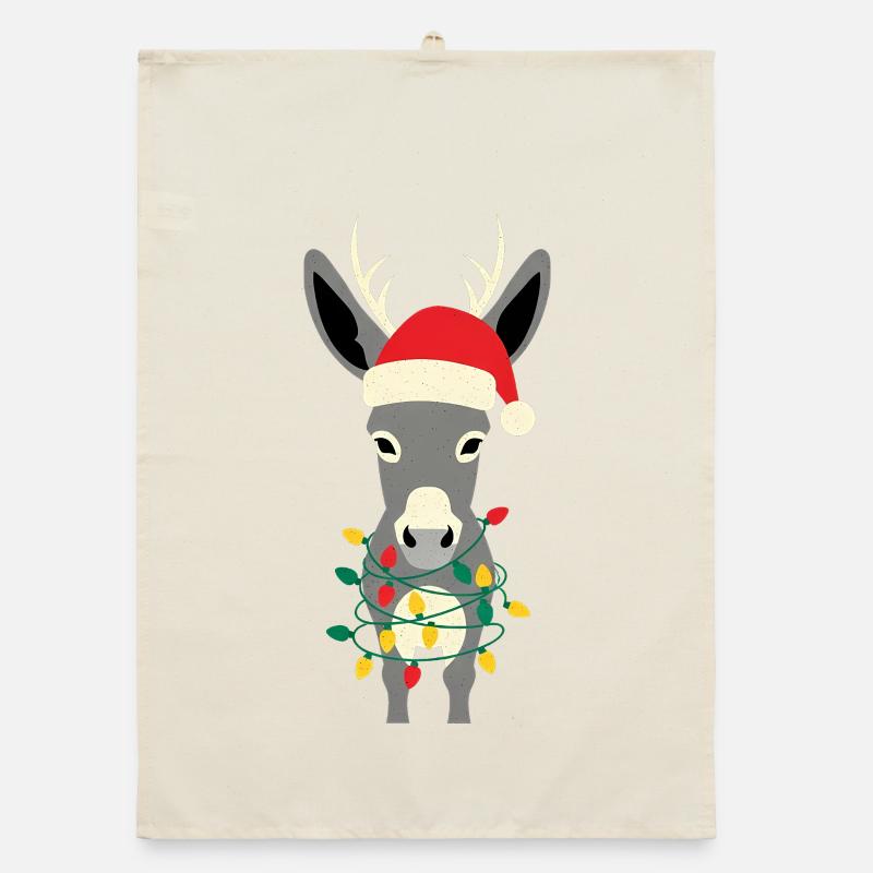 Donkey Elf Christmas Funny Gift Organic dish towel